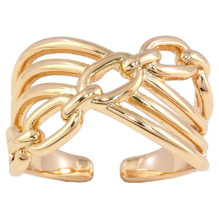 Кольцо Xuping Позолота 18K Широкий узор с цепочкой фото №1 Кольцо Xuping Позолота 18K Широкий узор с цепочкой фото №1