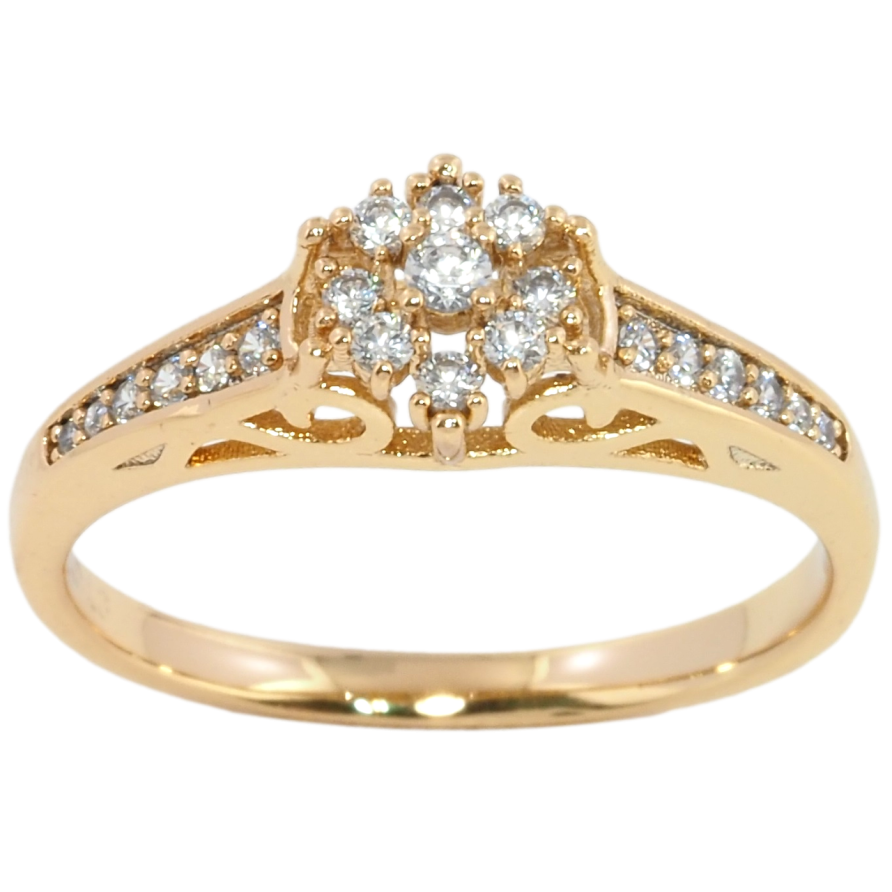 Каблучка Xuping Позолота 18K Кришталева квіточка фото №1 Каблучка Xuping Позолота 18K Кришталева квіточка фото №1