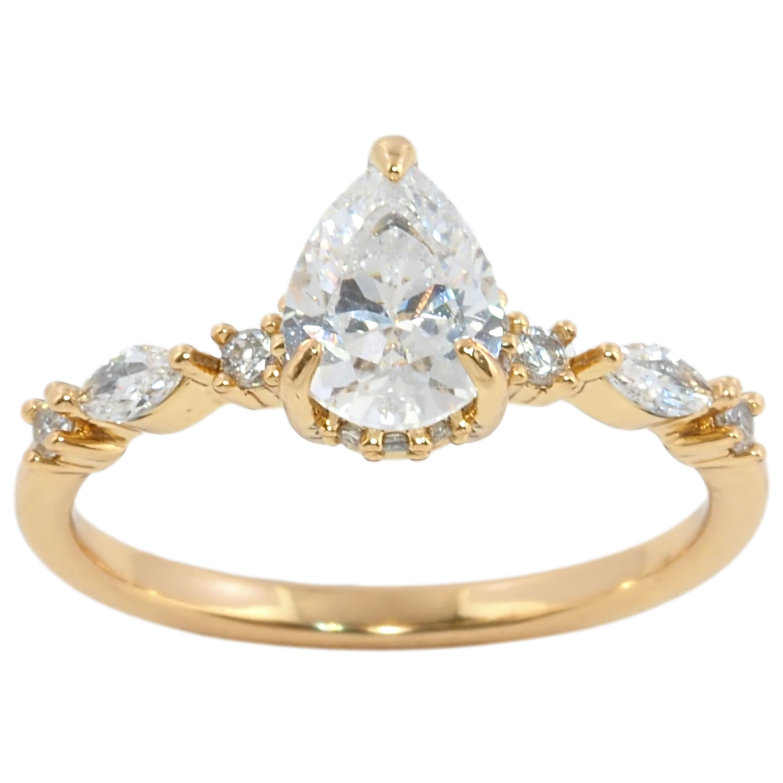 Каблучка Xuping Позолота 18K Кришталева крапелька фото №1 Каблучка Xuping Позолота 18K Кришталева крапелька фото №1