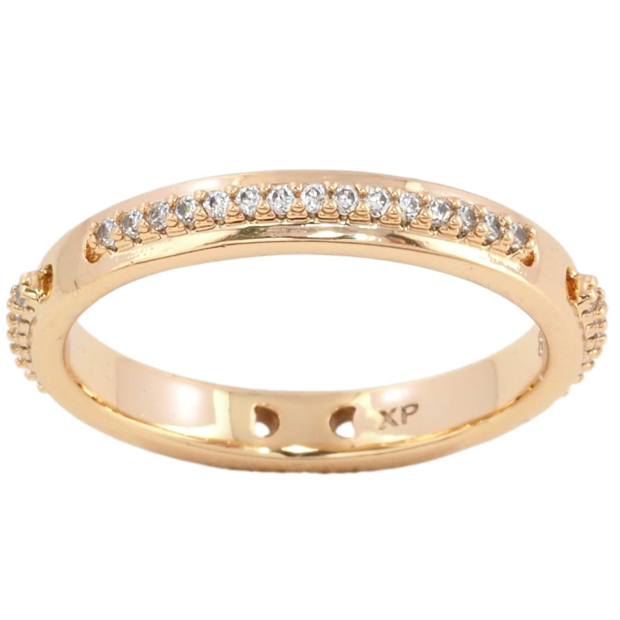 Кольцо Xuping Позолота 18K Узор из дорожек циркония, шир. 3мм фото №1 Кольцо Xuping Позолота 18K Узор из дорожек циркония, шир. 3мм фото №1