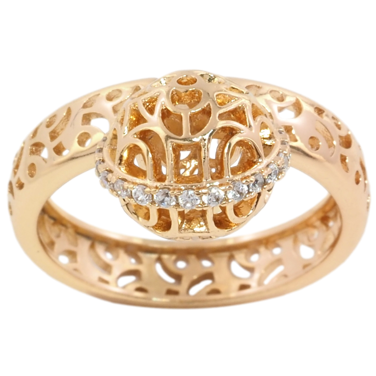 Каблучка Xuping Позолота 18K Різьблений візерунок з кулькою, шир. 5мм, ø 10мм фото №5 Каблучка Xuping Позолота 18K Різьблений візерунок з кулькою, шир. 5мм, ø 10мм фото №5