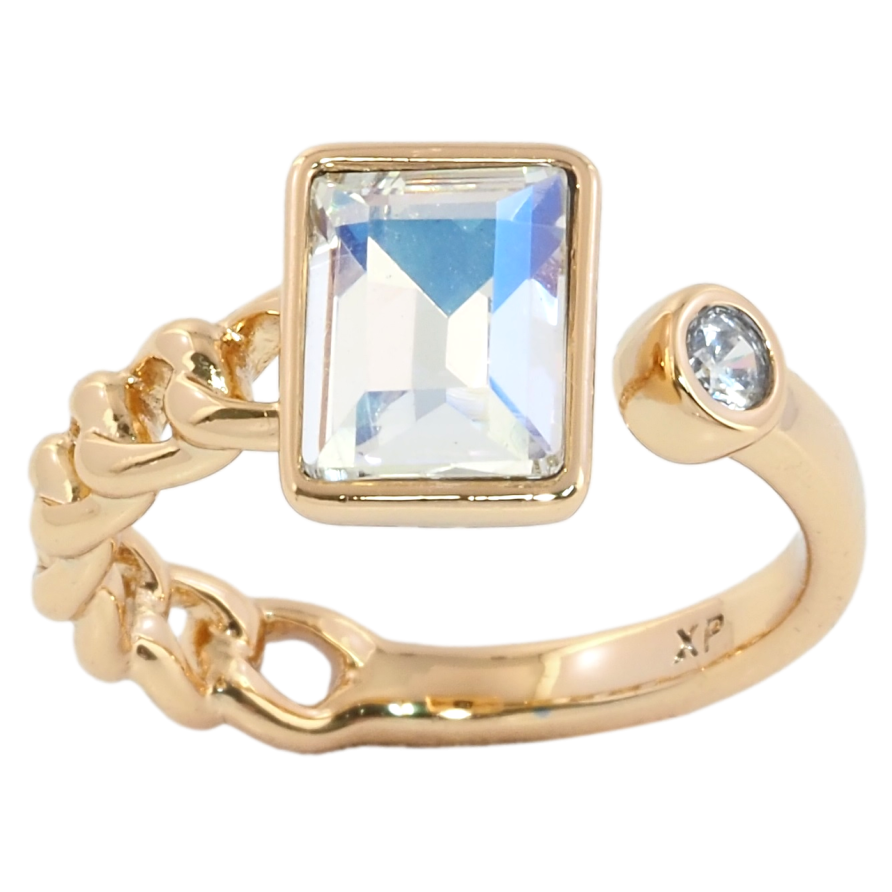 Каблучка Xuping колір 18K з кр-ми Swarovski Візерунок ланцюжок з кристалом Shimmer фото №1 Каблучка Xuping колір 18K з кр-ми Swarovski Візерунок ланцюжок з кристалом Shimmer фото №1