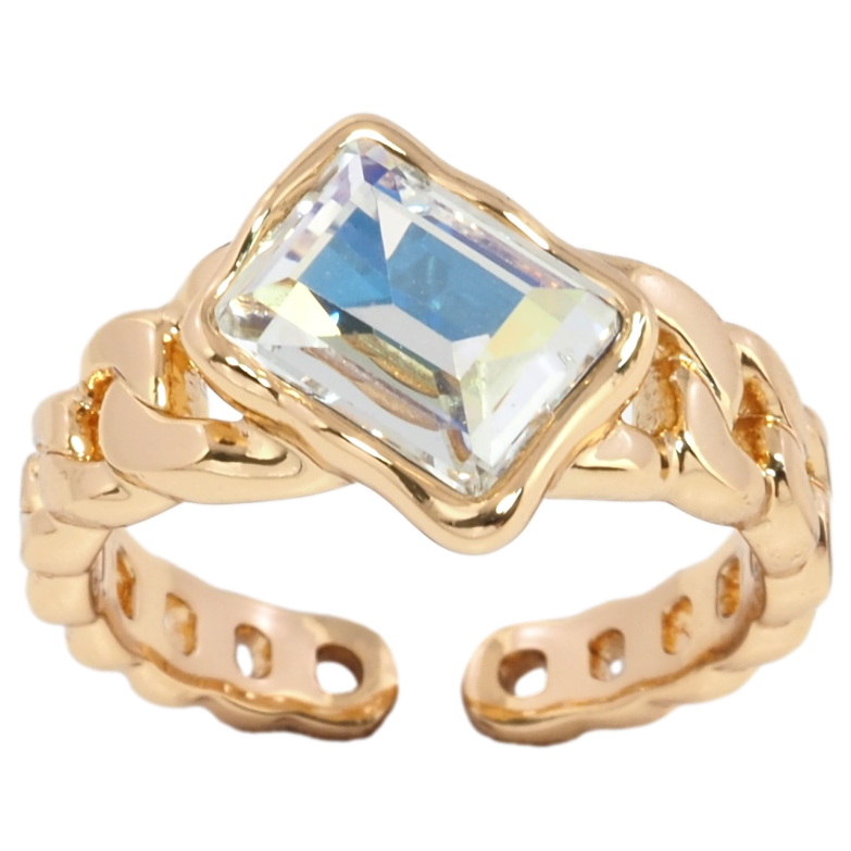 Каблучка Xuping колір 18K з кр-ми Swarovski Візерунок ланцюжок з кристалом АВ фото №1 Каблучка Xuping колір 18K з кр-ми Swarovski Візерунок ланцюжок з кристалом АВ фото №1