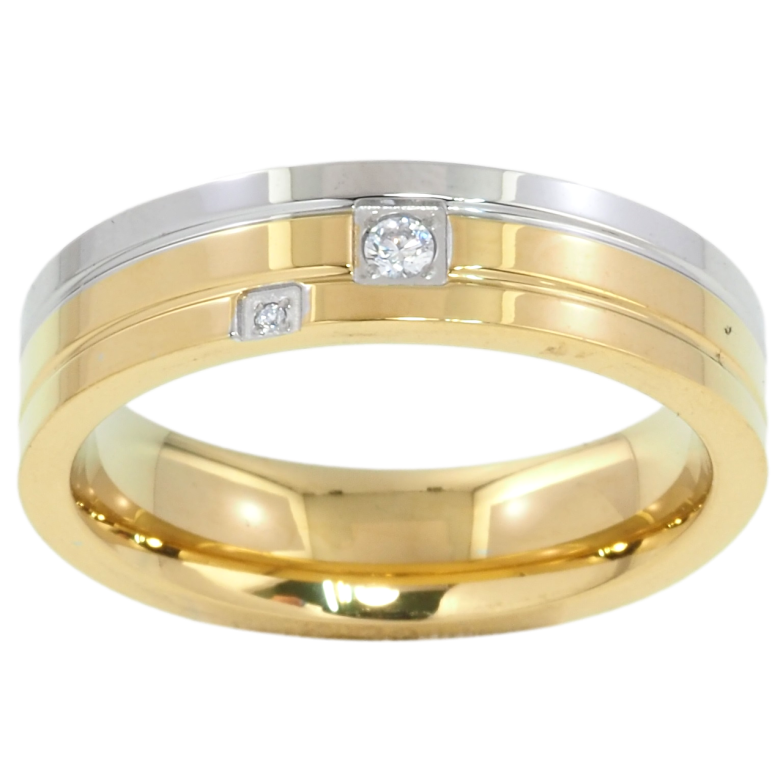 Каблучка Xuping TTM Stainless Steel Колір Родій + 14К Хвилястий візерунок, шир. 5мм фото №6