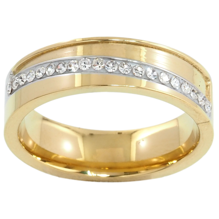 Кольцо Xuping TTM Stainless Steel Цвет Родий + 14К Дорожка циркония, шир. 6мм фото №11 Кольцо Xuping TTM Stainless Steel Цвет Родий + 14К Дорожка циркония, шир. 6мм фото №11