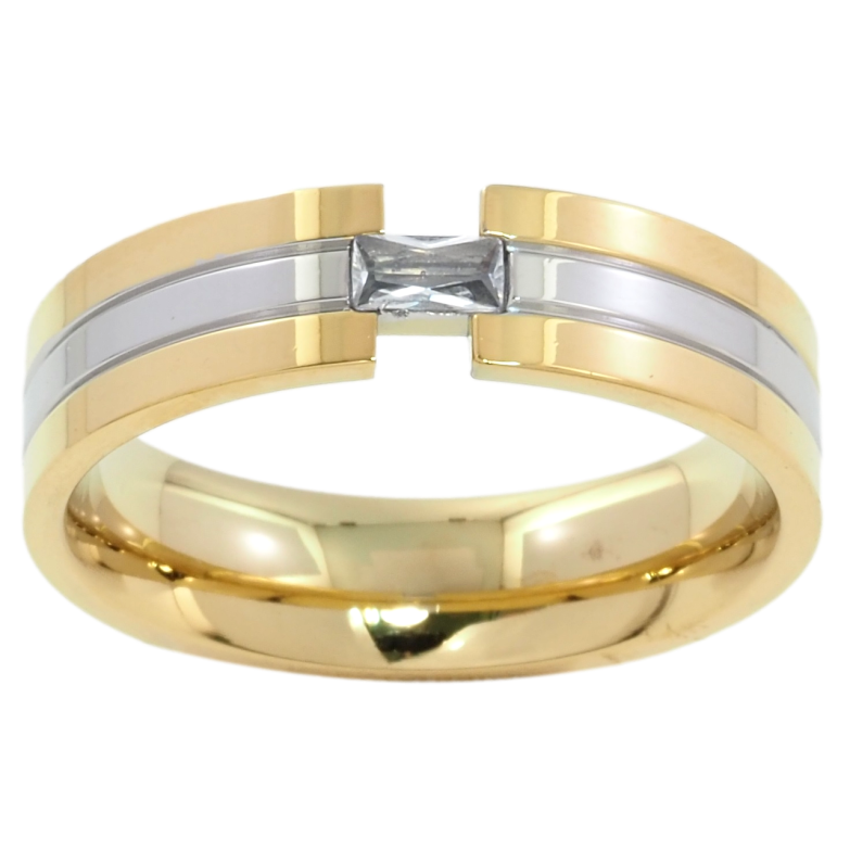 Каблучка Xuping TTM Stainless Steel Колір Родій + 14К Декоративний візерунок, шир. 7мм фото №2