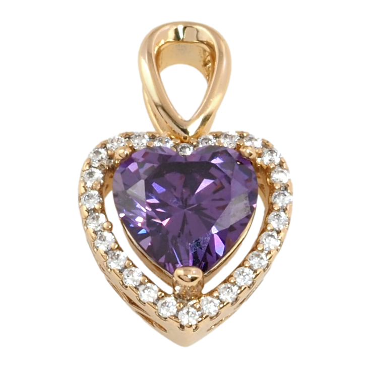 Кулон Xuping Позолота 18K Серце з бузковим фіанітом і цирконієм для ланцюжка до 3мм фото №21 Кулон Xuping Позолота 18K Серце з бузковим фіанітом і цирконієм для ланцюжка до 3мм фото №21
