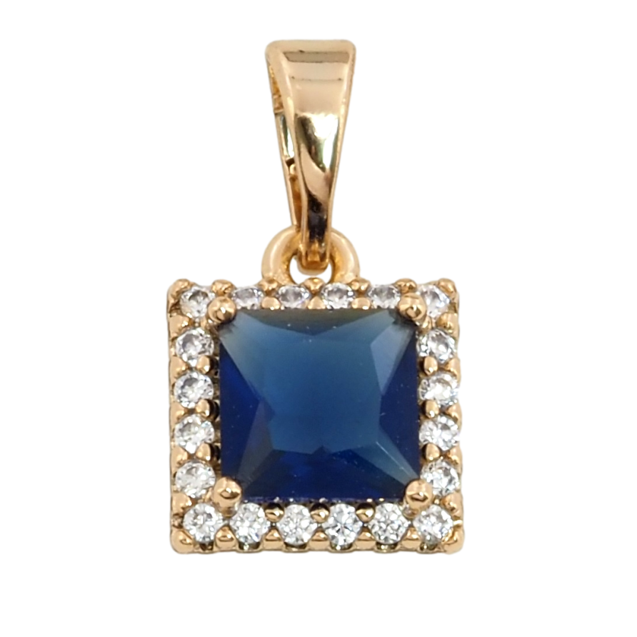 Кулон Xuping Позолота 18K Синий фианит в обрамлении циркония, 8х9мм для цепочки до 5мм фото №1 Кулон Xuping Позолота 18K Синий фианит в обрамлении циркония, 8х9мм для цепочки до 5мм фото №1