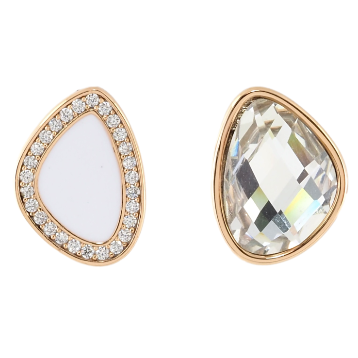 Серьги Xuping Позолота 18K пусеты Ассиметричные с цирконием и белой эмалью фото №11 Серьги Xuping Позолота 18K пусеты Ассиметричные с цирконием и белой эмалью фото №11
