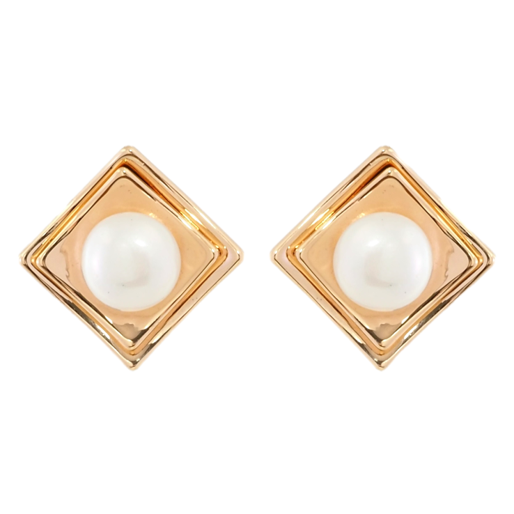 Сережки Xuping Позолота 18K пусети Ромби з перлинами фото №7 Сережки Xuping Позолота 18K пусети Ромби з перлинами фото №7