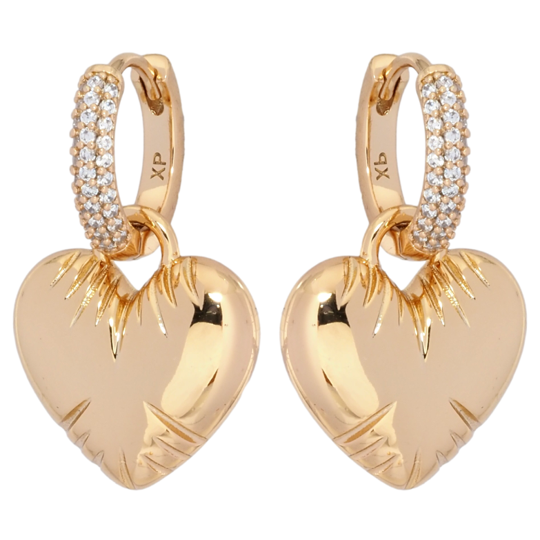 Сережки Xuping Позолота 18K підвіски на колечках Сердечка з цирконієм 3 в 1 фото №7 Сережки Xuping Позолота 18K підвіски на колечках Сердечка з цирконієм 3 в 1 фото №7