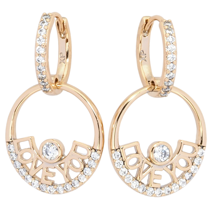 Серьги Xuping Позолота 18K подвески на колечках Love you фото №17