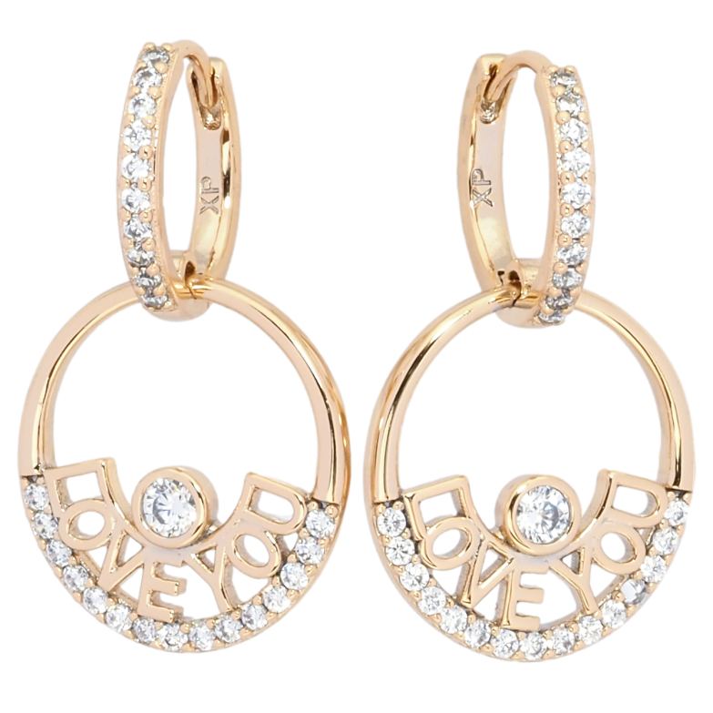 Сережки Xuping Позолота 18K підвіски на колечках Love you фото №6 Сережки Xuping Позолота 18K підвіски на колечках Love you фото №6