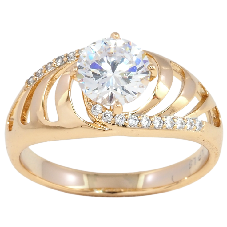 Каблучка Xuping Позолота 18K Різьблений візерунок з фіанітом фото №9 Каблучка Xuping Позолота 18K Різьблений візерунок з фіанітом фото №9