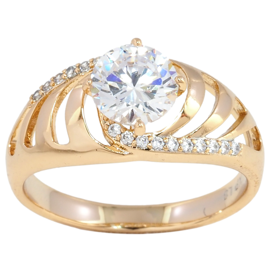 Кольцо Xuping Позолота 18K Резной узор с фианитом фото №1 Кольцо Xuping Позолота 18K Резной узор с фианитом фото №1