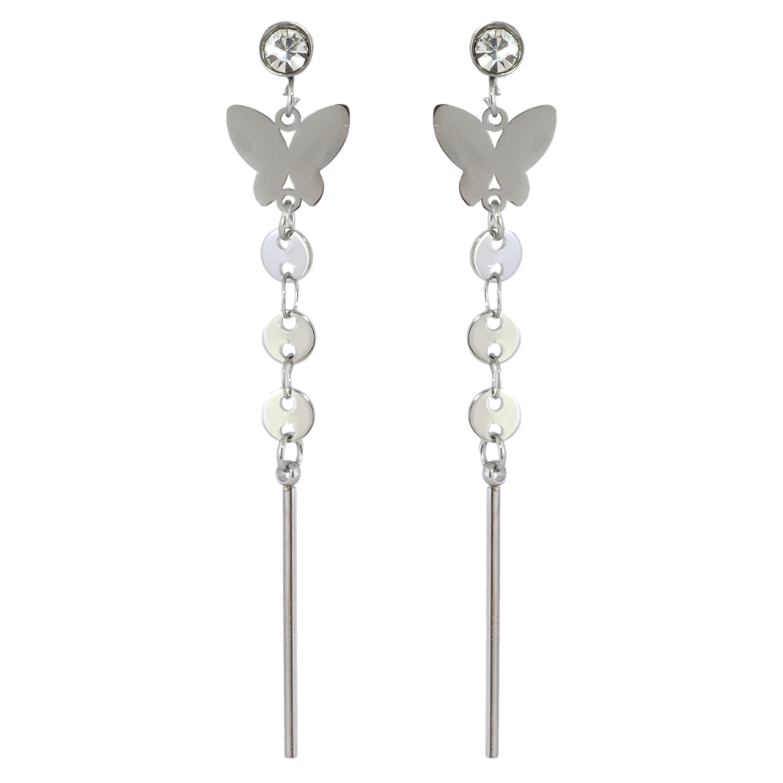 Сережки Xuping TTM Stainless Steel колір Родій пусети Метелики фото №3 Сережки Xuping TTM Stainless Steel колір Родій пусети Метелики фото №3