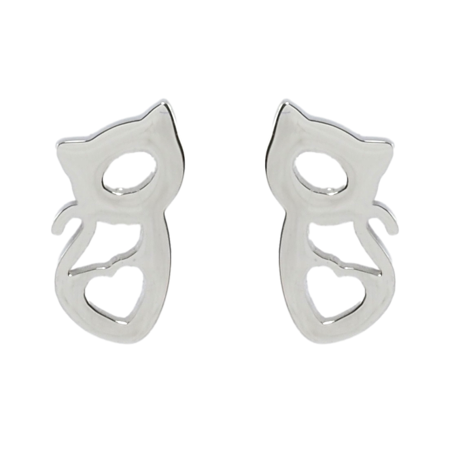 Серьги Xuping TTM Stainless Steel цвет Родий пусеты Кошки фото №1 Серьги Xuping TTM Stainless Steel цвет Родий пусеты Кошки фото №1