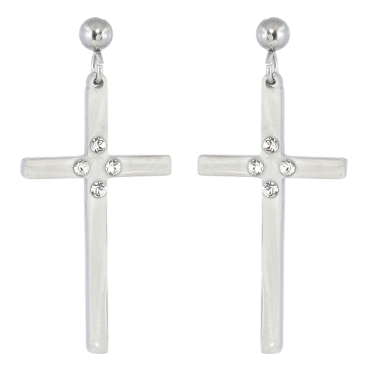 Серьги Xuping TTM Stainless Steel цвет Родий пусеты Крестики фото №8