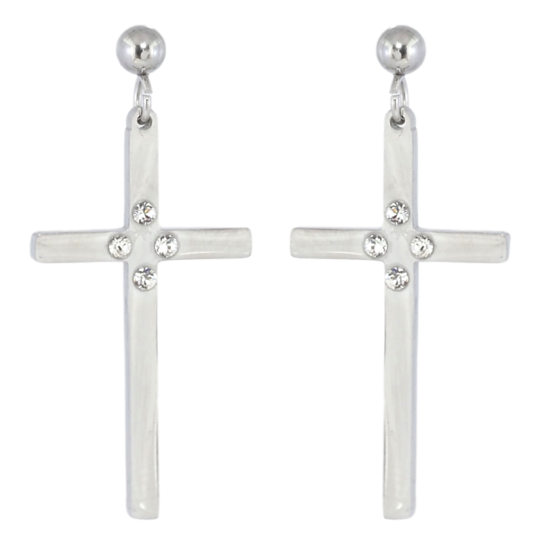 Серьги Xuping TTM Stainless Steel цвет Родий пусеты Крестики фото №1 Серьги Xuping TTM Stainless Steel цвет Родий пусеты Крестики фото №1
