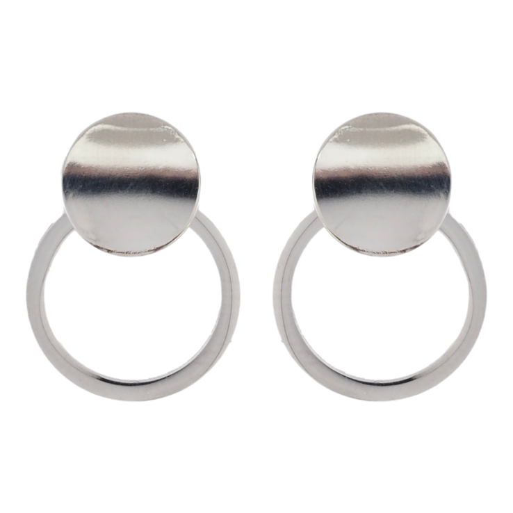 Серьги Xuping TTM Stainless Steel цвет Родий пусеты Круги фото №13