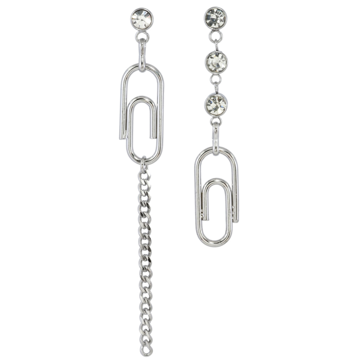 Серьги Xuping TTM Stainless Steel цвет Родий пусеты Ассиметричные подвески скрепки фото №17