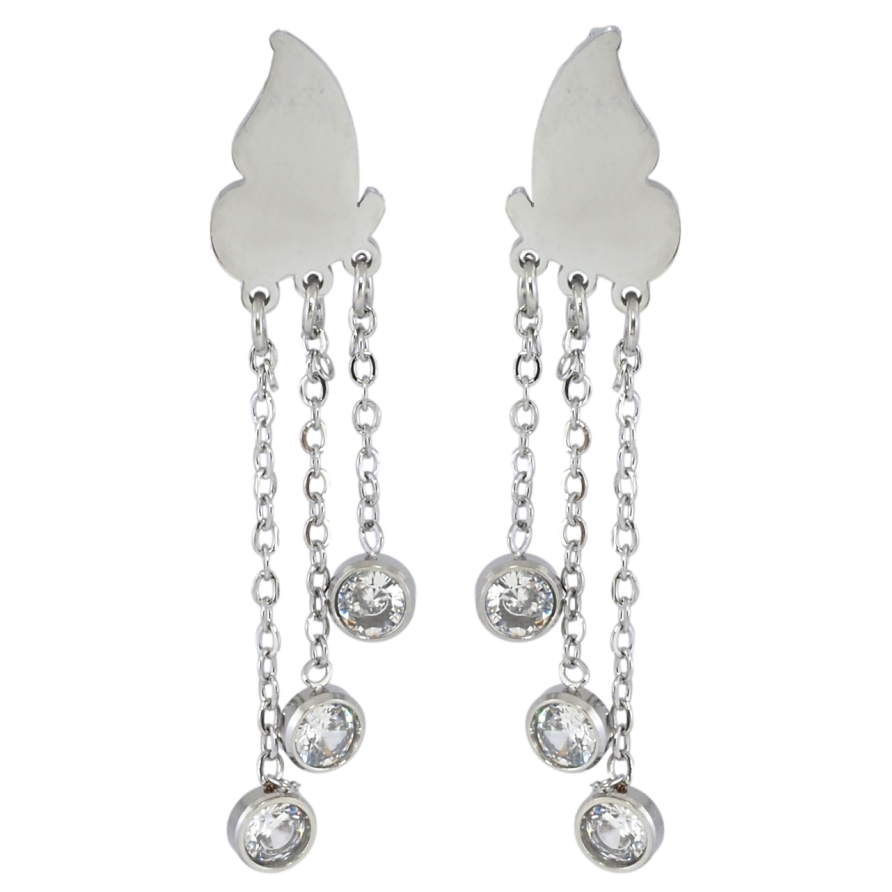 Серьги Xuping TTM Stainless Steel цвет Родий пусеты Бабочки с кристальными подвесками фото №1 Серьги Xuping TTM Stainless Steel цвет Родий пусеты Бабочки с кристальными подвесками фото №1