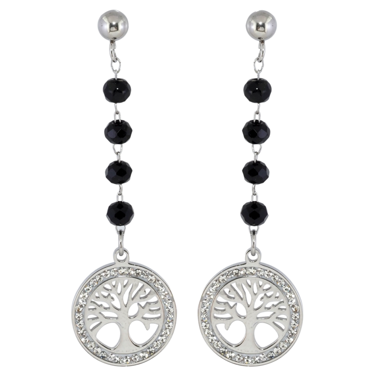 Серьги Xuping TTM Stainless Steel цвет Родий пусеты Древо жизни фото №7