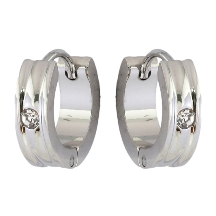 Серьги Xuping TTM Stainless Steel цвет Родий колечки Вставка цирконий фото №4
