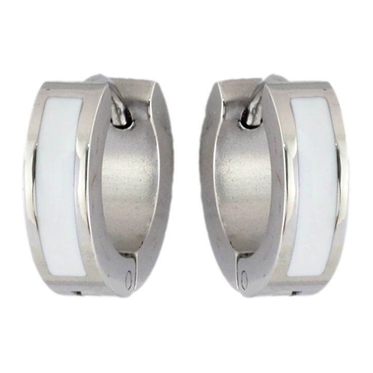 Серьги Xuping TTM Stainless Steel цвет Родий колечки Узор белой эмалью фото №21