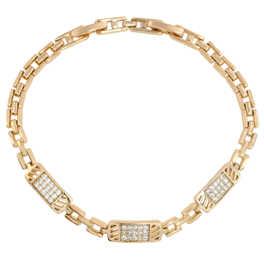 Браслет Xuping Позолота 18K Браслетный узор с цирконием размер с доп. замком 17.5,19.5см х 4-6мм фото №1 Браслет Xuping Позолота 18K Браслетный узор с цирконием размер с доп. замком 17.5,19.5см х 4-6мм фото №1