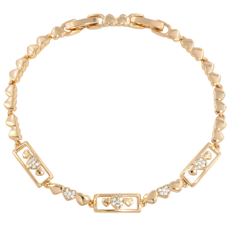 Браслет Xuping Позолота 18K Сердечки с цирконием размер с доп. замком 17,19см х 4-6мм фото №23 Браслет Xuping Позолота 18K Сердечки с цирконием размер с доп. замком 17,19см х 4-6мм фото №23