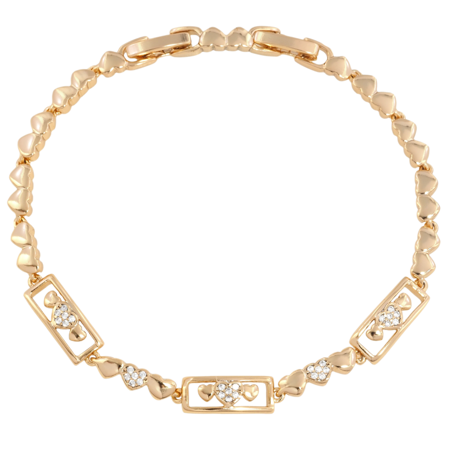 Браслет Xuping Позолота 18K Сердечка з цирконієм розмір з доп. замком 17,19см х 4-6мм фото №1