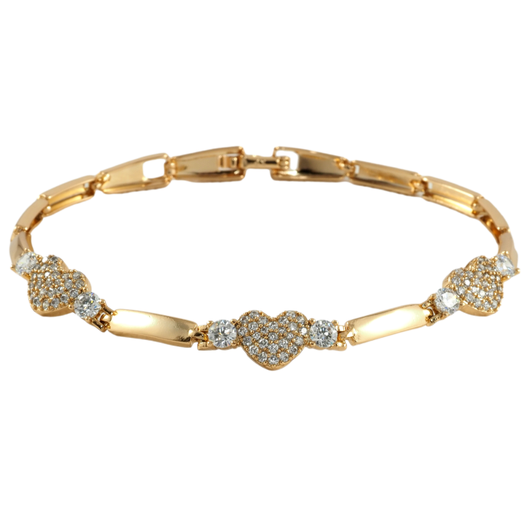 Браслет Xuping Позолота 18K Сердечки с цирконием размер 19.5см х 3мм фото №4
