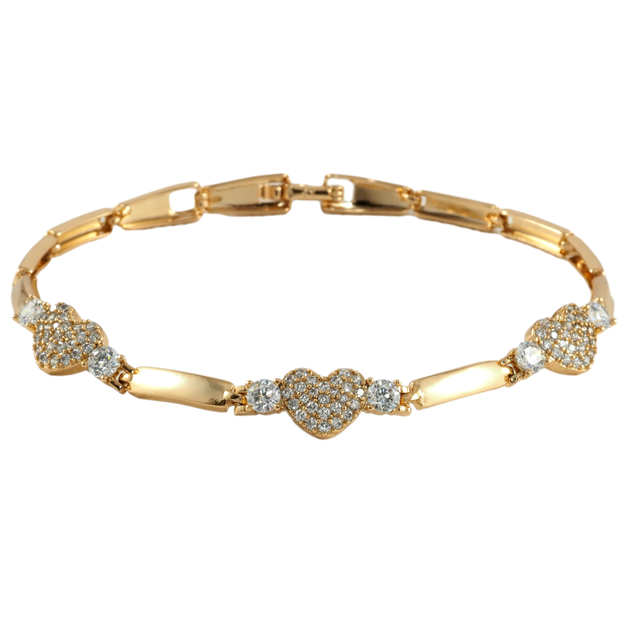 Браслет Xuping Позолота 18K Сердечки с цирконием размер 19.5см х 3мм фото №1 Браслет Xuping Позолота 18K Сердечки с цирконием размер 19.5см х 3мм фото №1