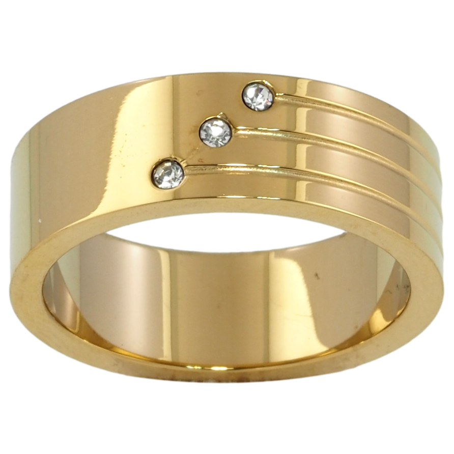Кольцо Xuping TTM Stainless Steel Цвет 14К Узор с цирконием, шир. 7мм фото №1 Кольцо Xuping TTM Stainless Steel Цвет 14К Узор с цирконием, шир. 7мм фото №1