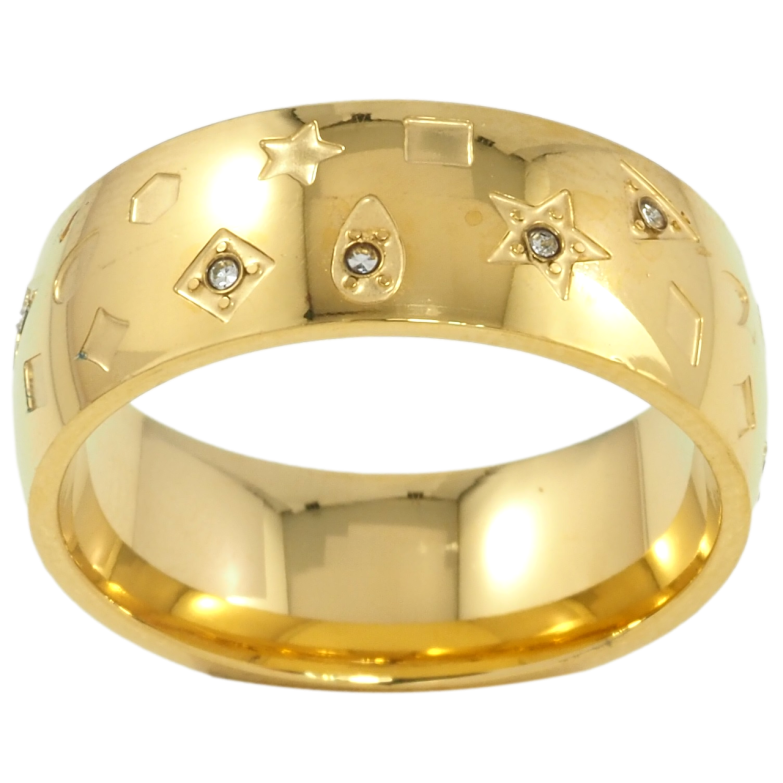 Каблучка Xuping TTM Stainless Steel Колір 14К Візерунок з вставками цирконію, шир. 8мм» фото №1 Каблучка Xuping TTM Stainless Steel Колір 14К Візерунок з вставками цирконію, шир. 8мм» фото №1