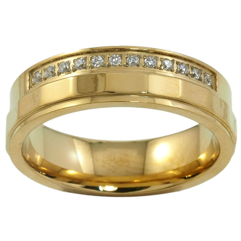 Каблучка Xuping TTM Stainless Steel Колір 14К «Доріжка цирконію, шир. 6мм» фото №2 Каблучка Xuping TTM Stainless Steel Колір 14К «Доріжка цирконію, шир. 6мм» фото №2