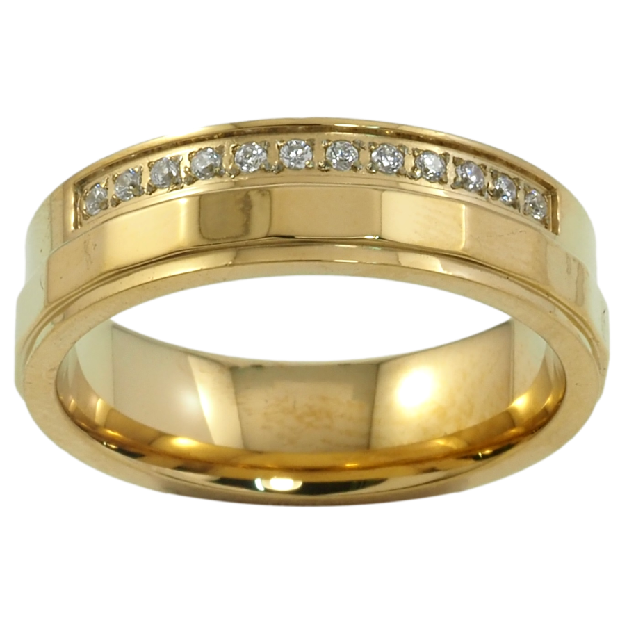 Кольцо Xuping TTM Stainless Steel Цвет 14К Дорожка циркония, шир. 6мм фото №1 Кольцо Xuping TTM Stainless Steel Цвет 14К Дорожка циркония, шир. 6мм фото №1