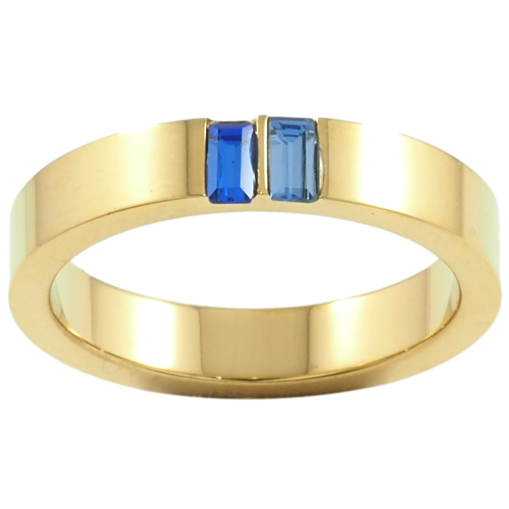 Кольцо Xuping TTM Stainless Steel Цвет 14К Вставка два синих кристалла, шир. 4мм фото №9 Кольцо Xuping TTM Stainless Steel Цвет 14К Вставка два синих кристалла, шир. 4мм фото №9