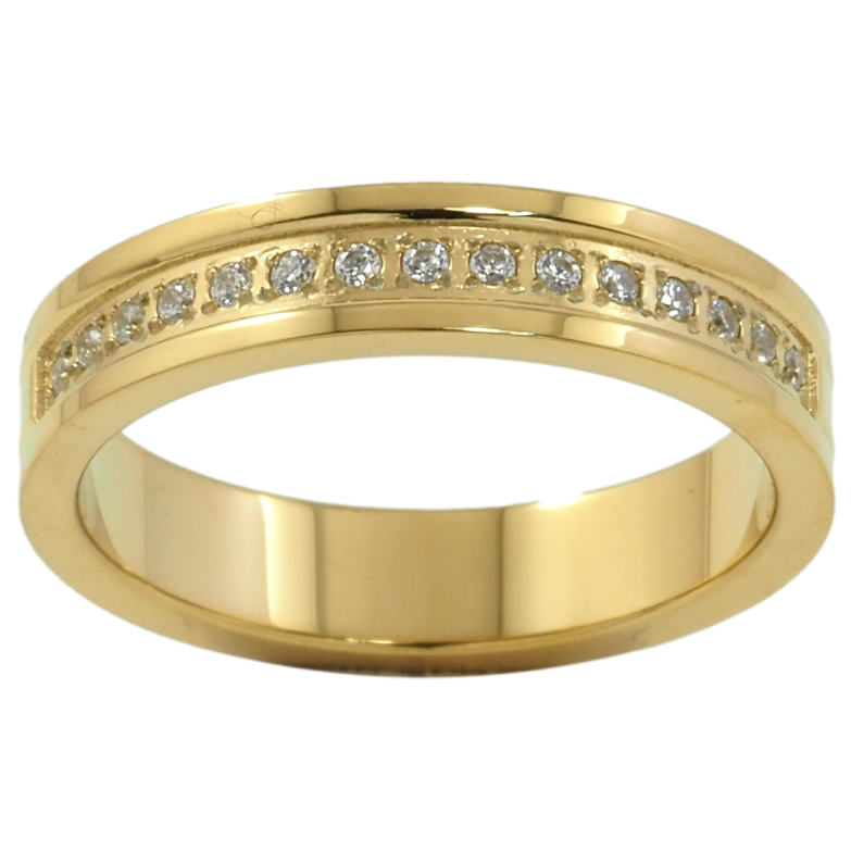 Каблучка Xuping TTM Stainless Steel Колір 14К «Доріжка цирконію шир. 4.5мм» фото №2