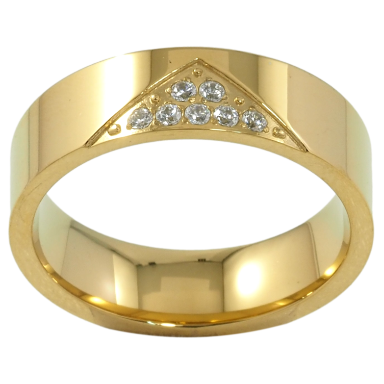 Каблучка Xuping TTM Stainless Steel Колір 14К «Візерунок з цирконієм, шир. 6мм» фото №4 Каблучка Xuping TTM Stainless Steel Колір 14К «Візерунок з цирконієм, шир. 6мм» фото №4