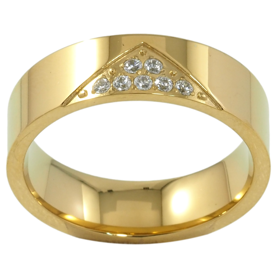 Кольцо Xuping TTM Stainless Steel Цвет 14К Узор с цирконием, шир. 6мм фото №1 Кольцо Xuping TTM Stainless Steel Цвет 14К Узор с цирконием, шир. 6мм фото №1