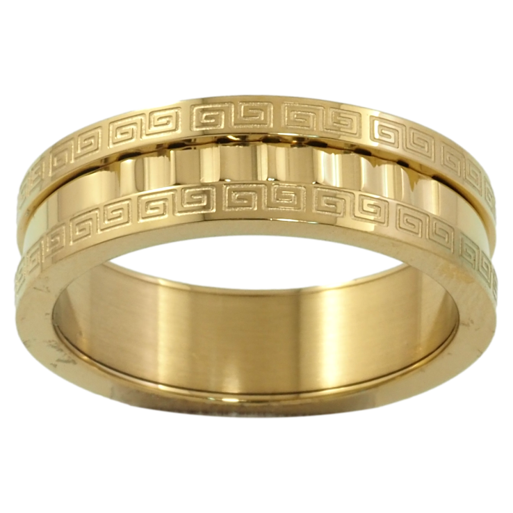 Каблучка Xuping TTM Stainless Steel Колір 14К «Грецький візерунок, шир. 6мм» фото №14