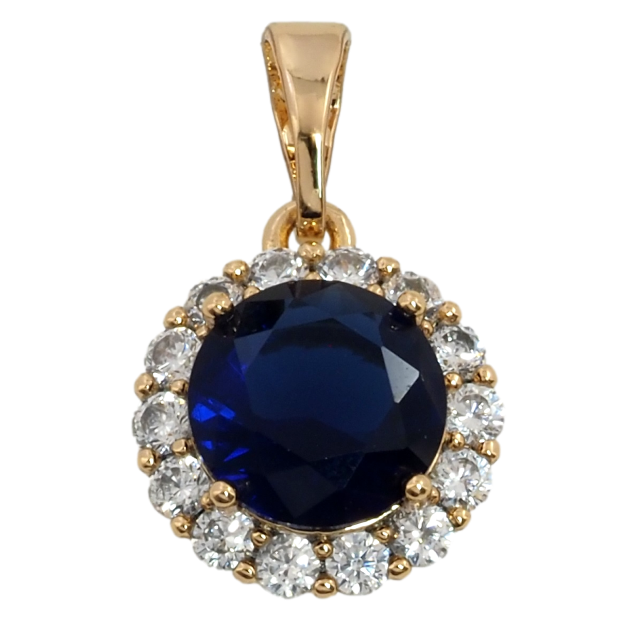 Кулон Xuping Позолота 18K Синий фианит в обрамлении циркония для цепочки до 5мм фото №1 Кулон Xuping Позолота 18K Синий фианит в обрамлении циркония для цепочки до 5мм фото №1