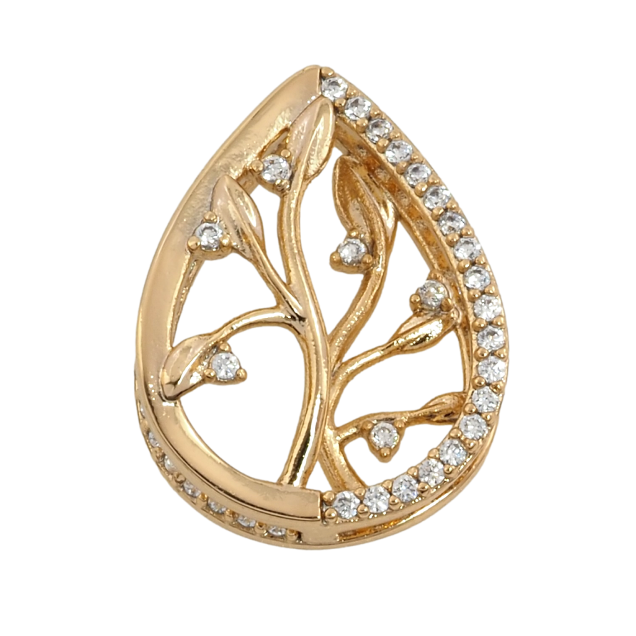 Кулон Xuping Позолота 18K Капелька с веточкой и цирконием для цепочки до 3мм фото №1 Кулон Xuping Позолота 18K Капелька с веточкой и цирконием для цепочки до 3мм фото №1