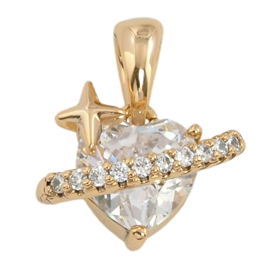 Кулон Xuping Позолота 18K Кристальное сердечко-Сатурн для цепочки до 4мм фото №1