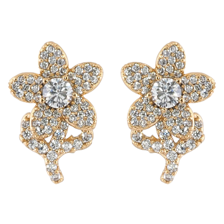 Сережки Xuping Позолота 18K пусети «Квіточки з інкрустацією цирконієм» фото №9