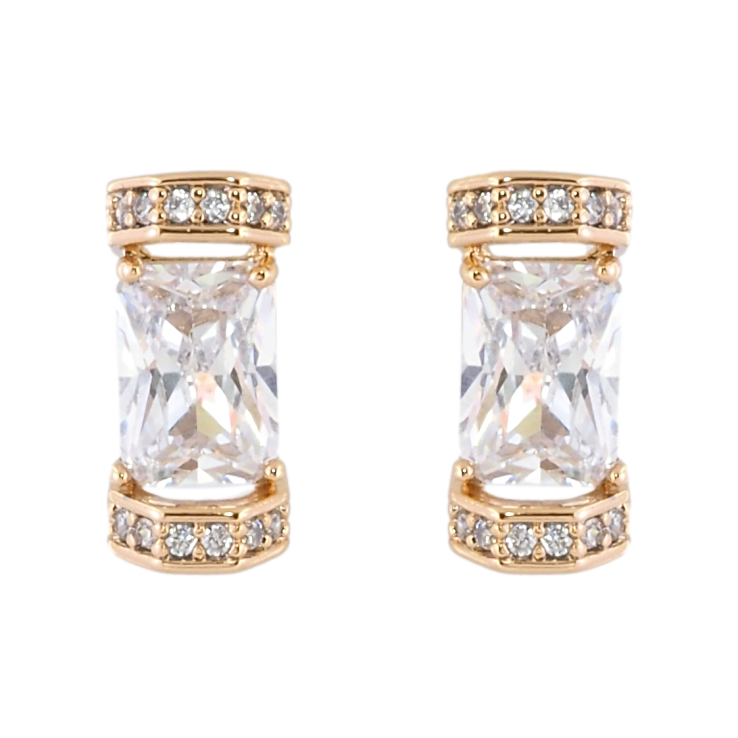 Сережки Xuping Позолота 18K пусети «Фіаніти в оправі з цирконієм» фото №6