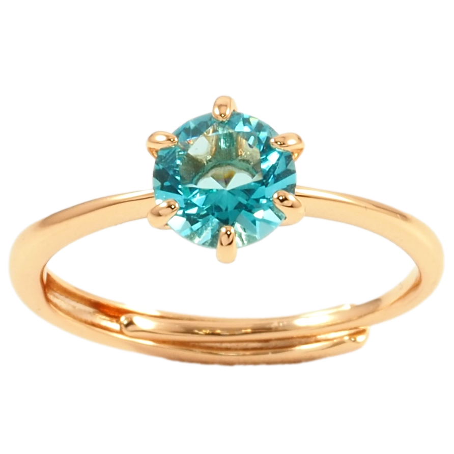 Кольцо Xuping Позолота 18K Голубой фианит, ø 6мм фото №1 Кольцо Xuping Позолота 18K Голубой фианит, ø 6мм фото №1