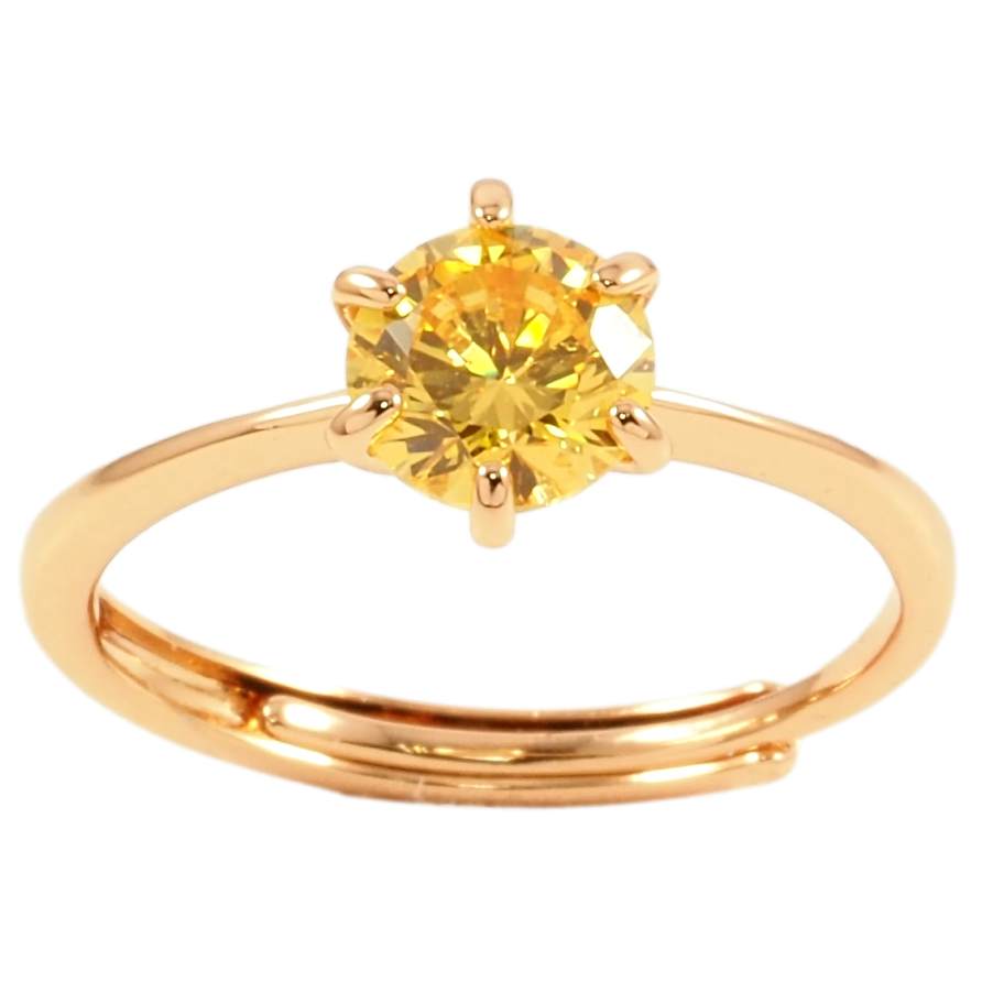 Каблучка Xuping Позолота 18K «Жовтий фіаніт, ø 6мм» фото №1 Каблучка Xuping Позолота 18K «Жовтий фіаніт, ø 6мм» фото №1